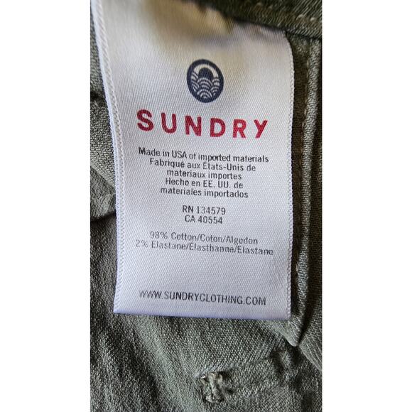Sundry Anthropologie Green Army Shorts Frayed Denim Cargo Colored Pockets, Sz 29 - Picture 7 of 11